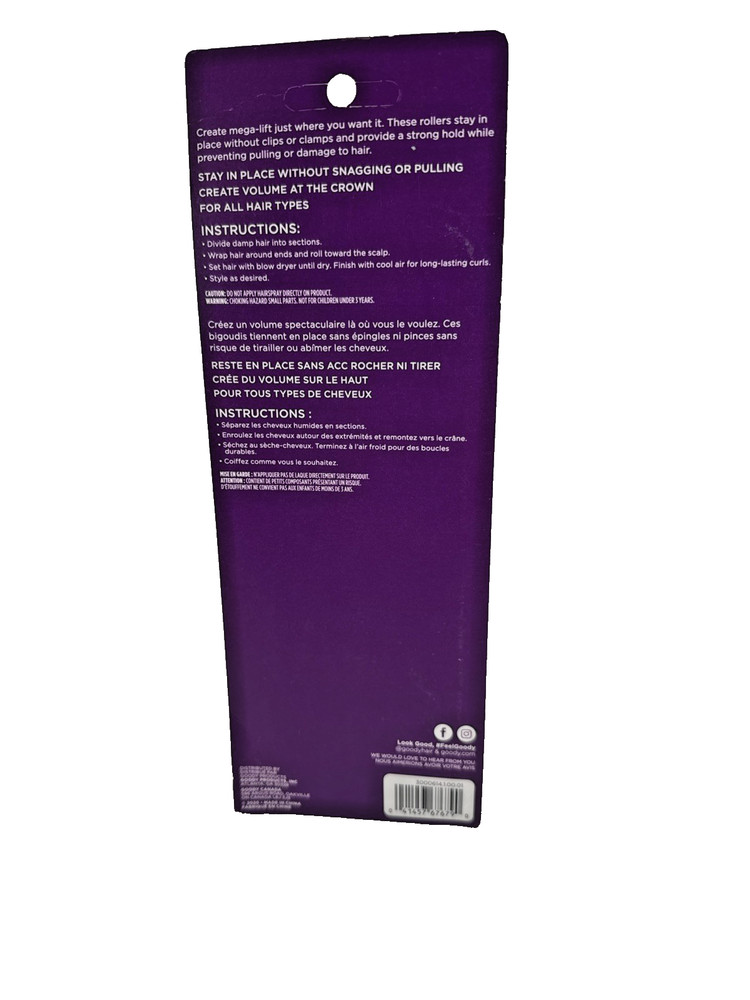 NEW Goody 6 Pk VOLUME BOOST Medium 1" Self Gripping Rollers