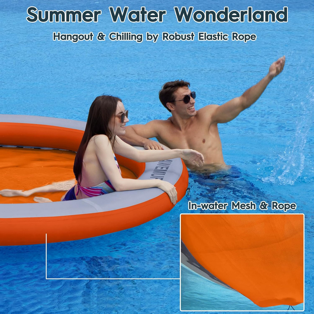 8Ft Heavy Duty Water Hammock Float Ring for Pool & Lake Summer Fun