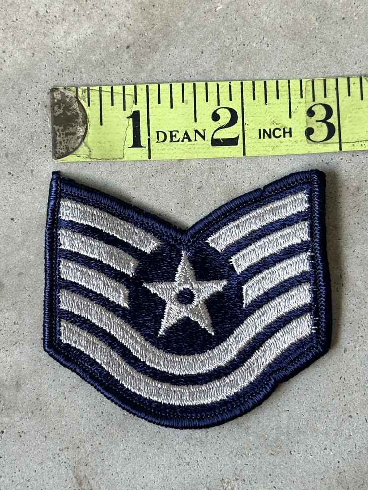 2 US Air Force Tech Sergeant Rank Patch Vtg E-6 E6 Blue Chevron Pair USAF Sew On