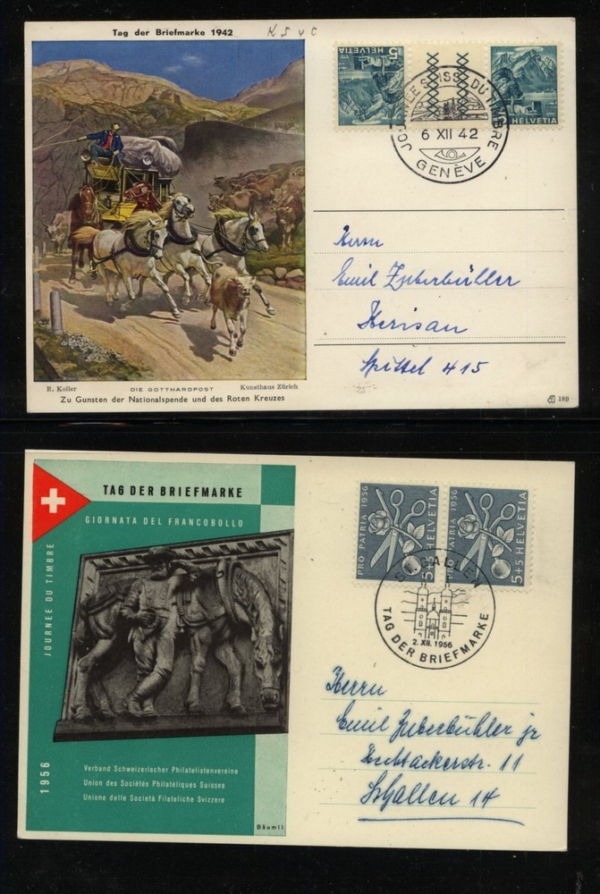 Switzerland   2  nice  color  post   cards  stamp shows       MS0320