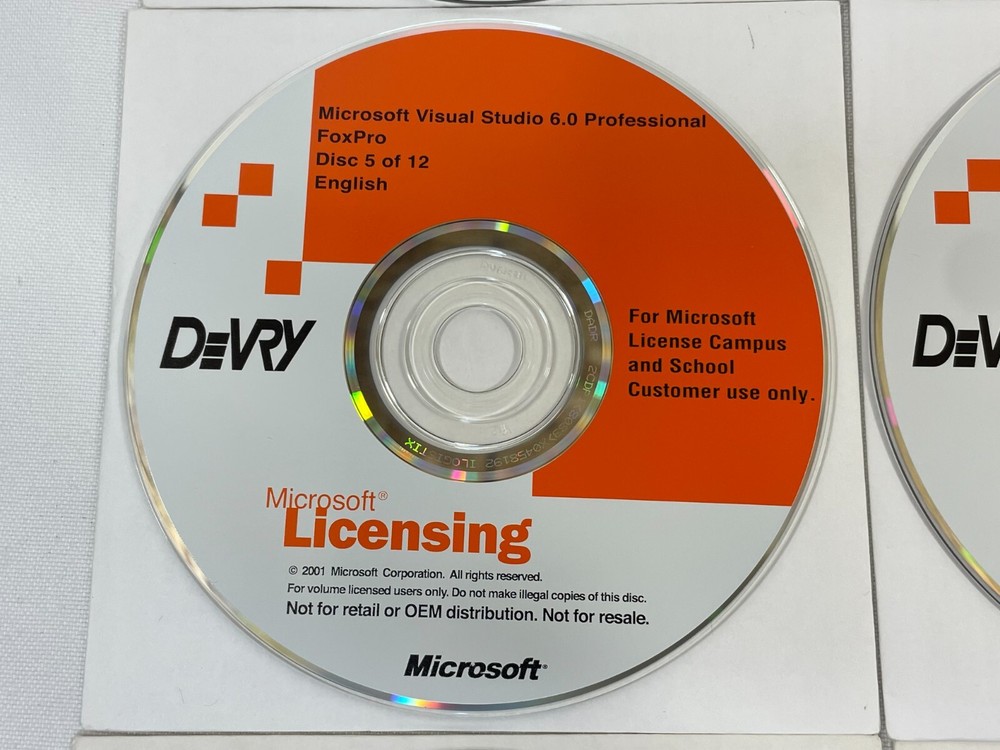 Microsoft DeVry Visual Studio 6.0 Professional 12-Disc Complete Set Software CD