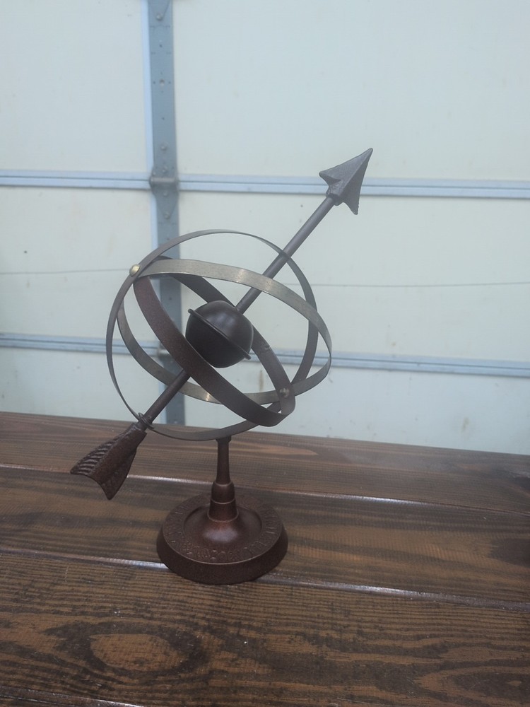 Decorative Metal Armillary Rotating Globe on Stand