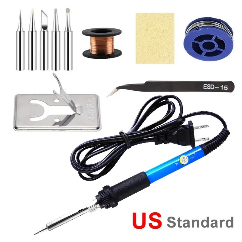 Soldering Iron Electric Gun Adjustable Temperature Welding Solder Wire Kit 60W