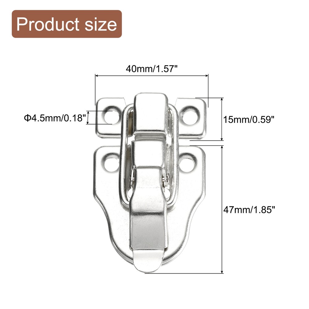 6Pcs Duck-billed Hasp Lock Retro Box Toggle Latch without Padlock Hole Silver