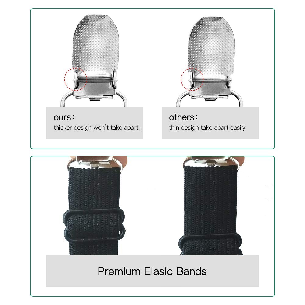 Adjustable Bed Sheet Straps Suspenders Elastic Short type 8 pcs -2 set, Black