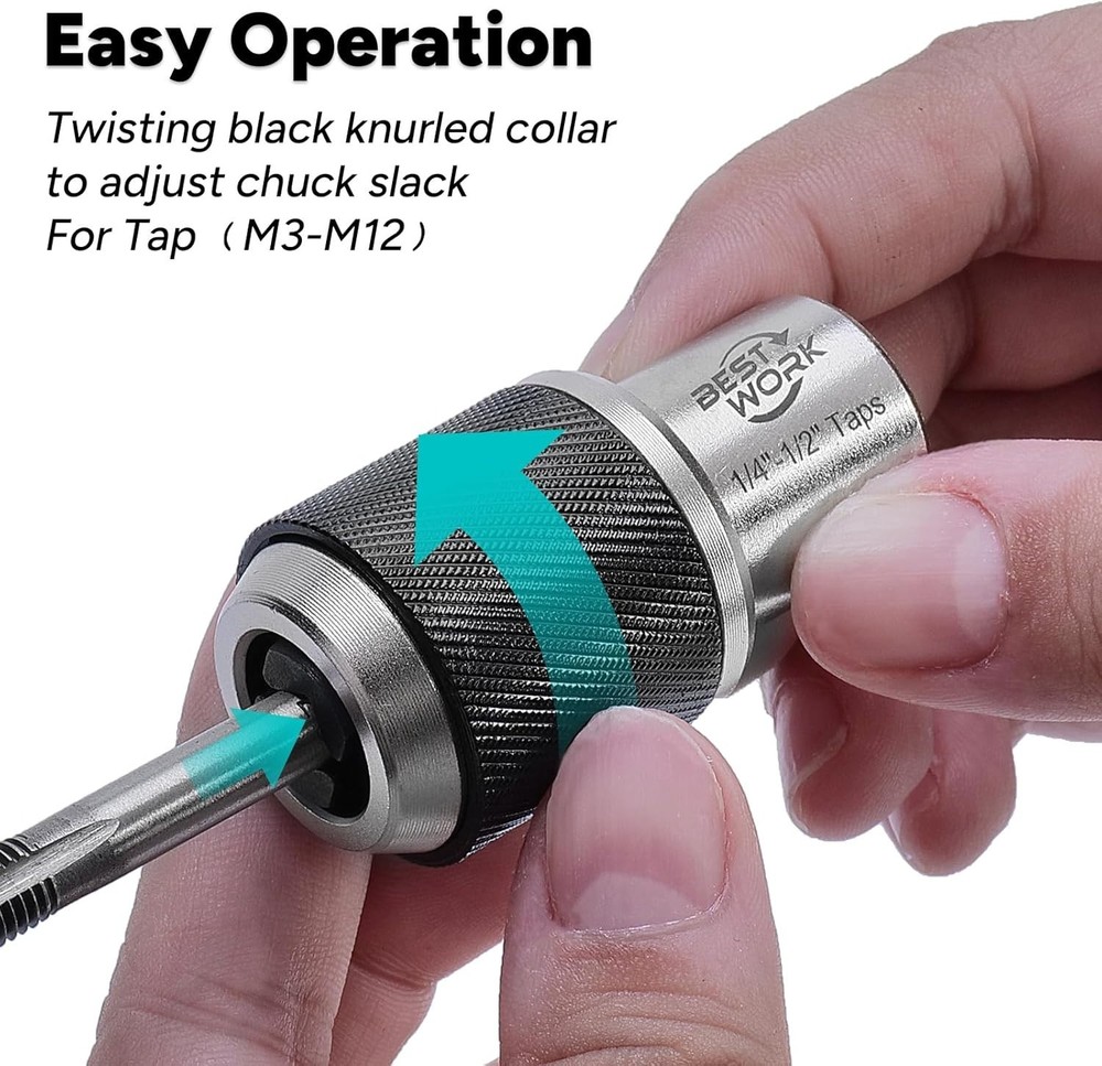 3-Pcs Adjustable Tap Socket Set 3/8" Drive Tap Handle Holder for Reamers &
