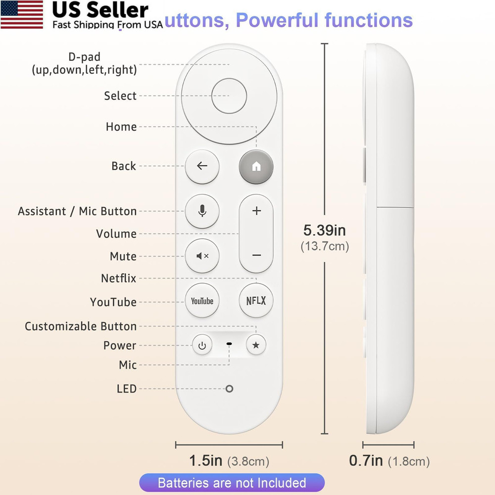 Voice Replacement Remote for chromecast google, Google Chromecast - White