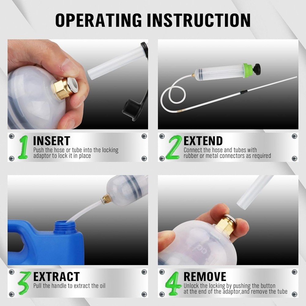 Multi-Vehicle 200cc Fluid Extractor - Suction Pump with 23'' Hose & Extensions
