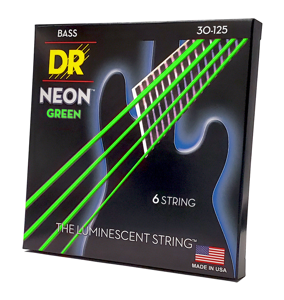 DR Strings Hi-Def NEON Green 6-String Bass Strings Medium 30-125