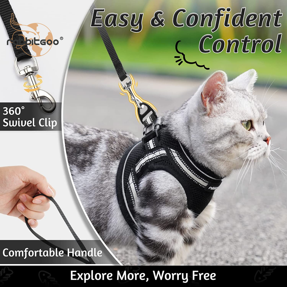 rabbitgoo Pet Cat Harness & Leash Set Dog Walking Vest Escape Proof Adjustable