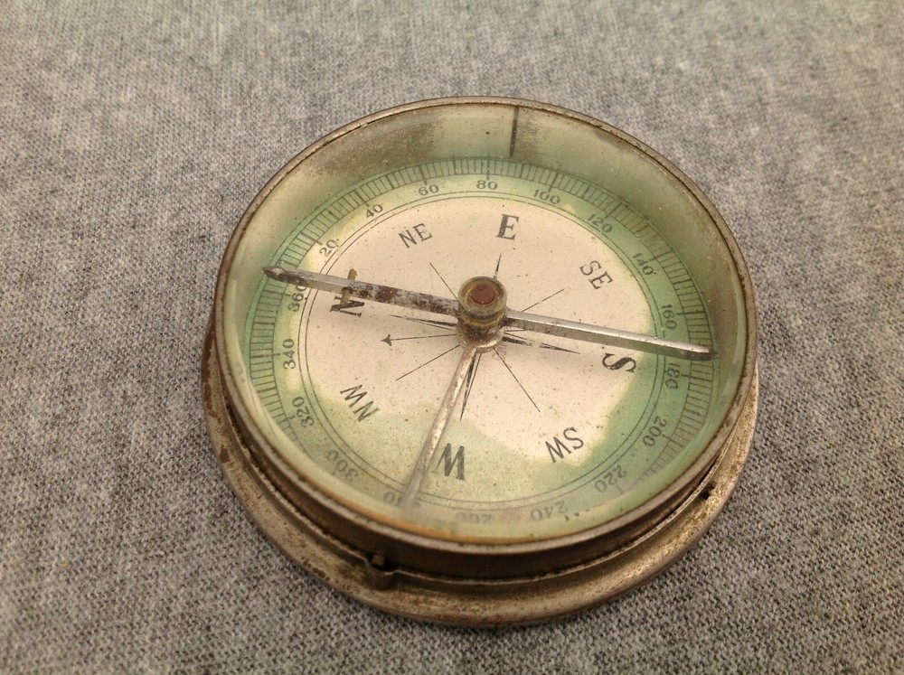 Vintage Silverplate Housing Compass, Germany
