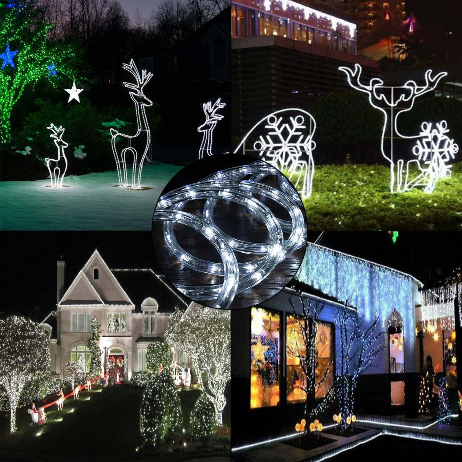 Cool White Thick LED Rope Light Accent Indoor Outdoor 10/20/25/50/100/150FT/300F