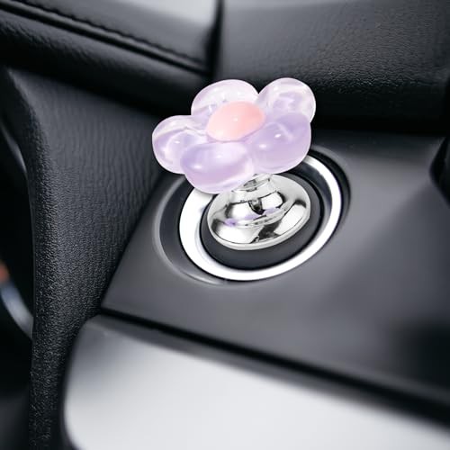 3pcs Car Push Start Button Cover, 3 Colors Flower Starter Covers Engine