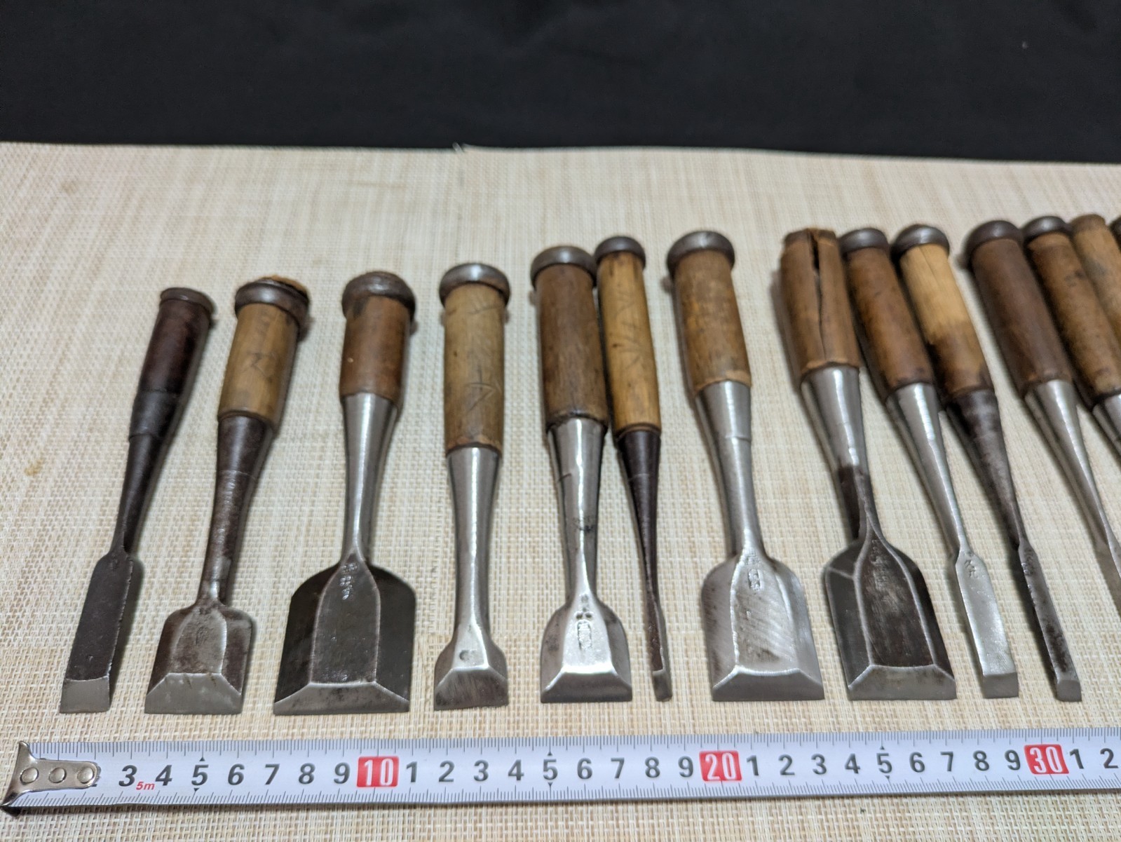 Japanese Chisel Nomi Carpenter Tool Set of 44 Hand Tool wood working R3376