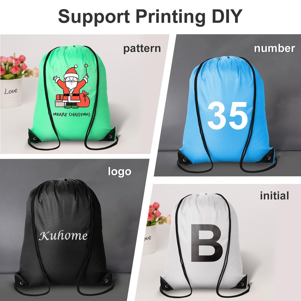 Kuhome 60Pcs Drawstring Backpacks Bulk String Bag Cinch Large, Multicolor