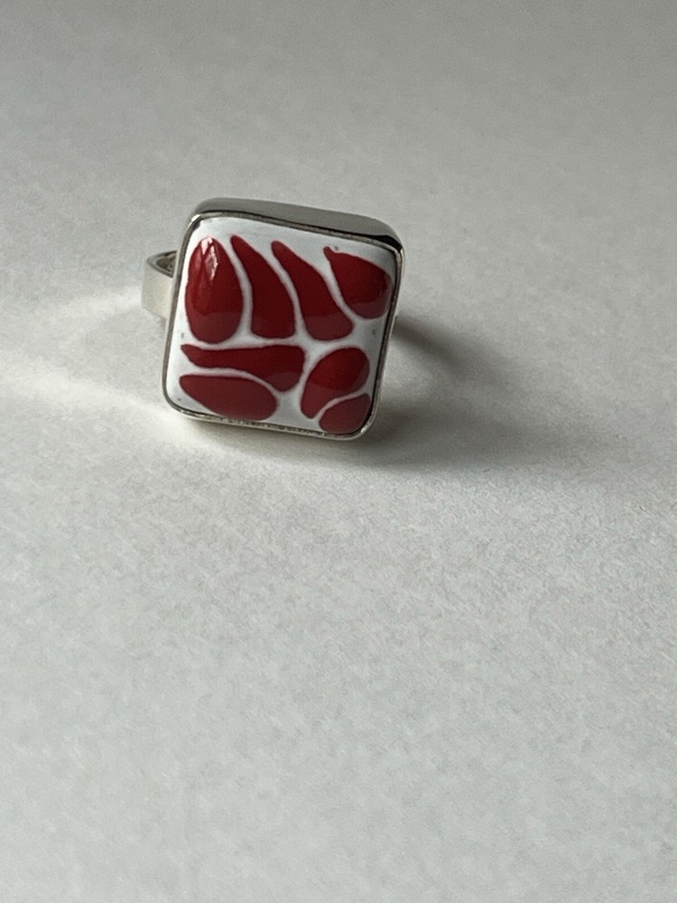Square Talavera Ring 925 Sterling Silver  Artisan Handmade