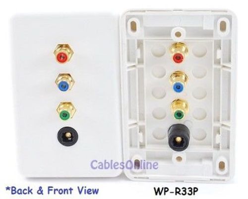 3-RCA Component (RGB) + Toslink A/V Wall-Plate, White