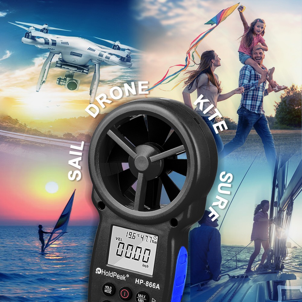 Wind Speed Anemometer Digital Meter Air Flow Gauge 0.3~40m/s Computer Dew Point