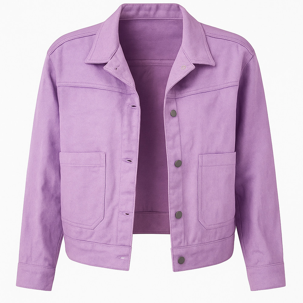 Women’s Oversized Denim Jacket Long Sleeve Button Front Patch Pockets MultiColor
