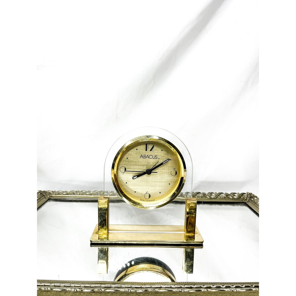Abacus Acrylic Brass Clock West Germany Movement 1960's Artdeco Clock