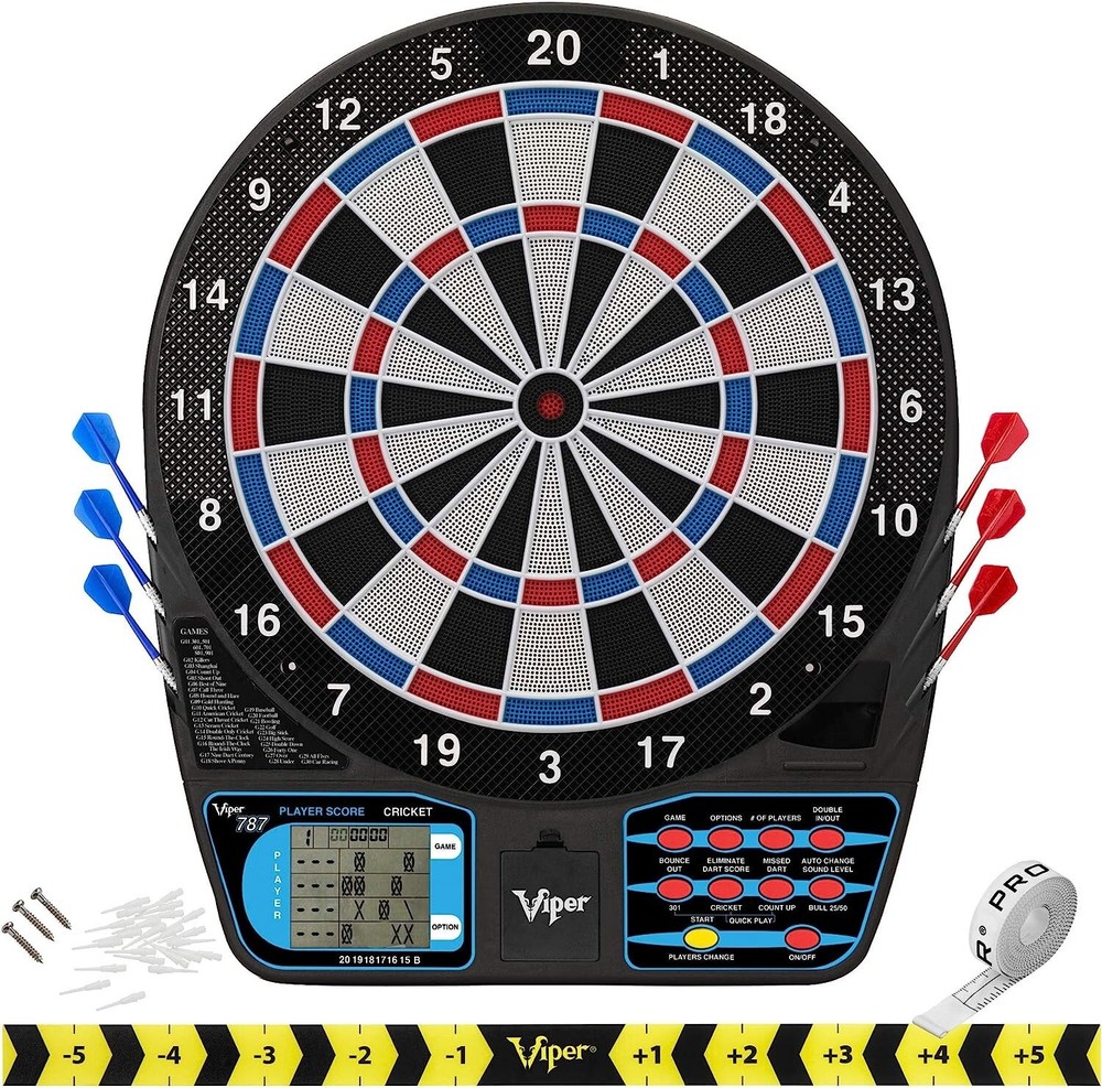 Viper 787 Electronic Dartboard, Ultra Thin Spider For Increased Scoring Area