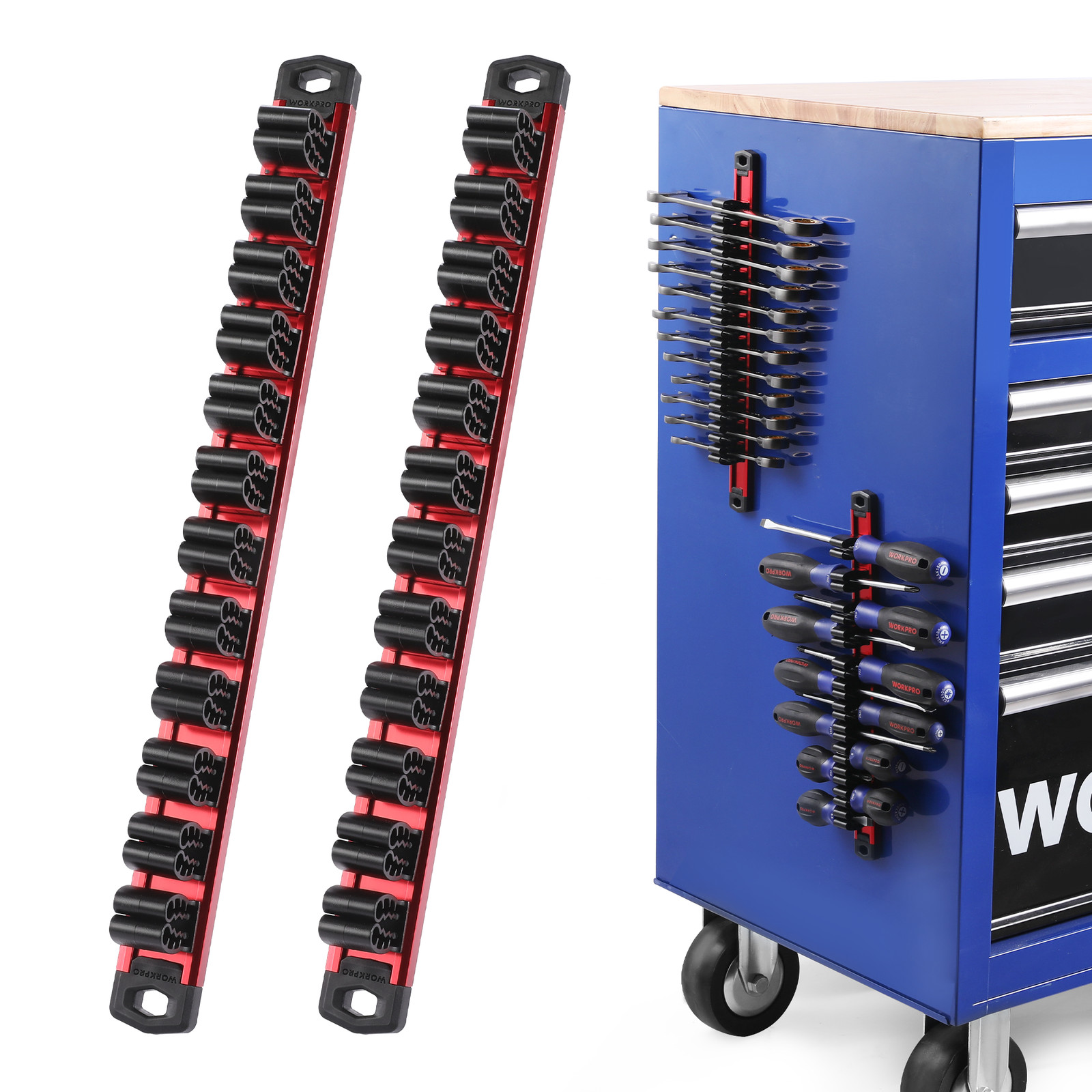 WORKPRO Magnetic Screwdriver Organizer&Wrench Organizer (Tools not Included) 2PC