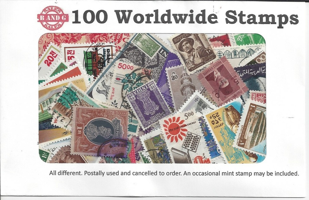 100 All Different Worldwide Stamps Postally Used, CTO, and Some Possible Mint