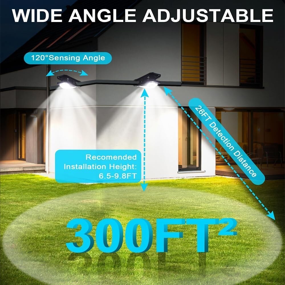 Clip On Solar Lights Outdoor, 2 Pack 118 LED Motion Sensor Security Lights
