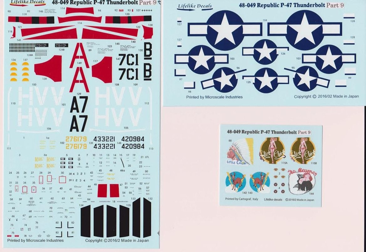 Lifelike 1/48 Decals for Republic P-47D Thunderbolt Part 9 - LLD48049