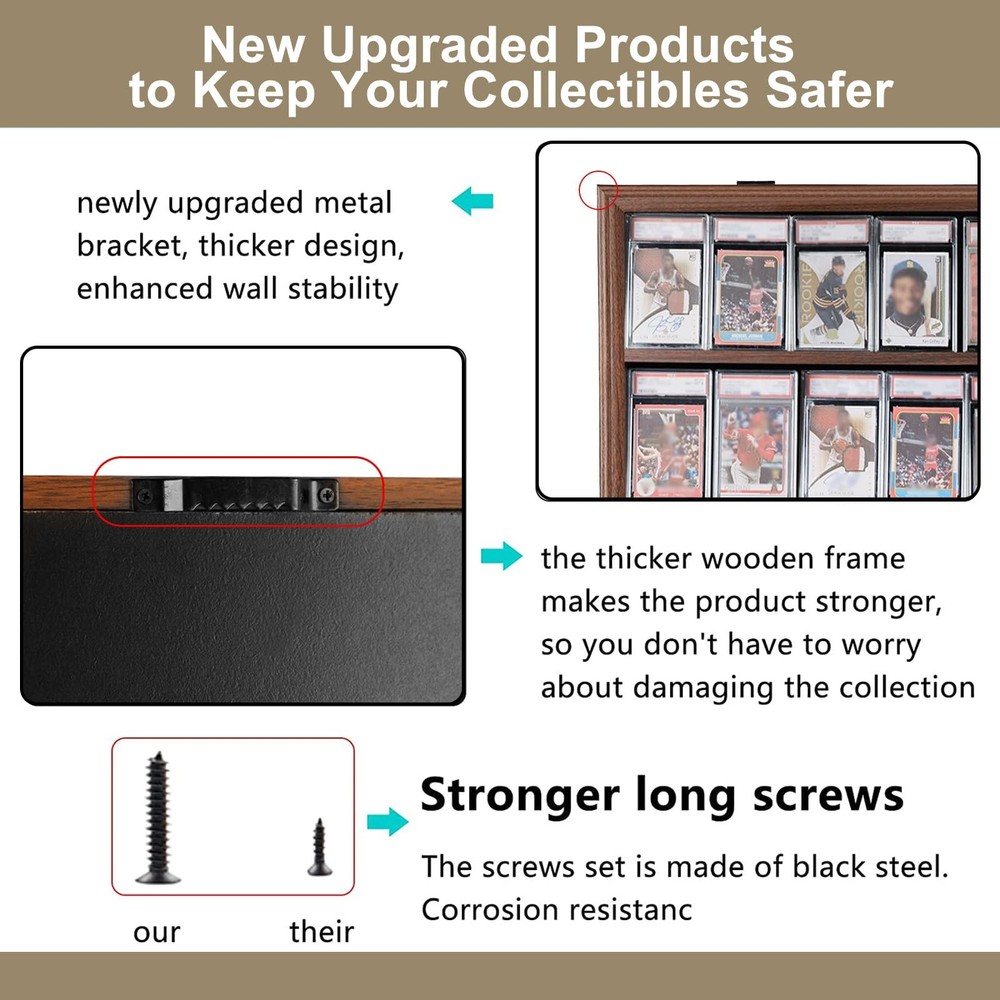 VERANI Baseball Display Case - 35 Large-Vertical-Walnut-Blacklock, Walnut