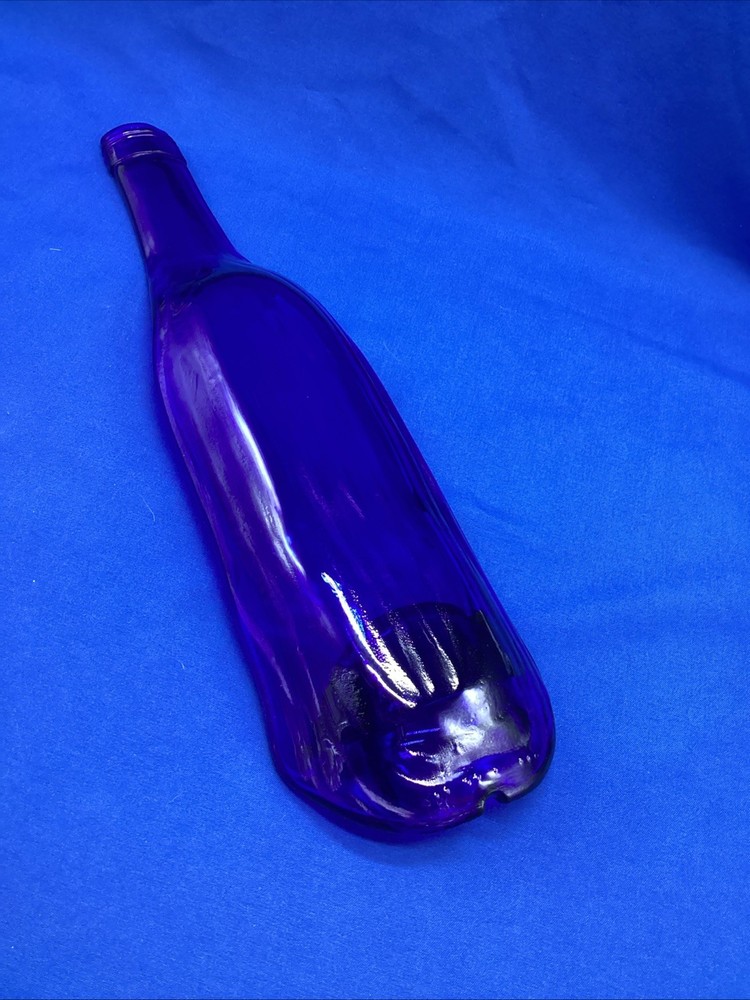 Melted Slumped Wine Bottle - Blue