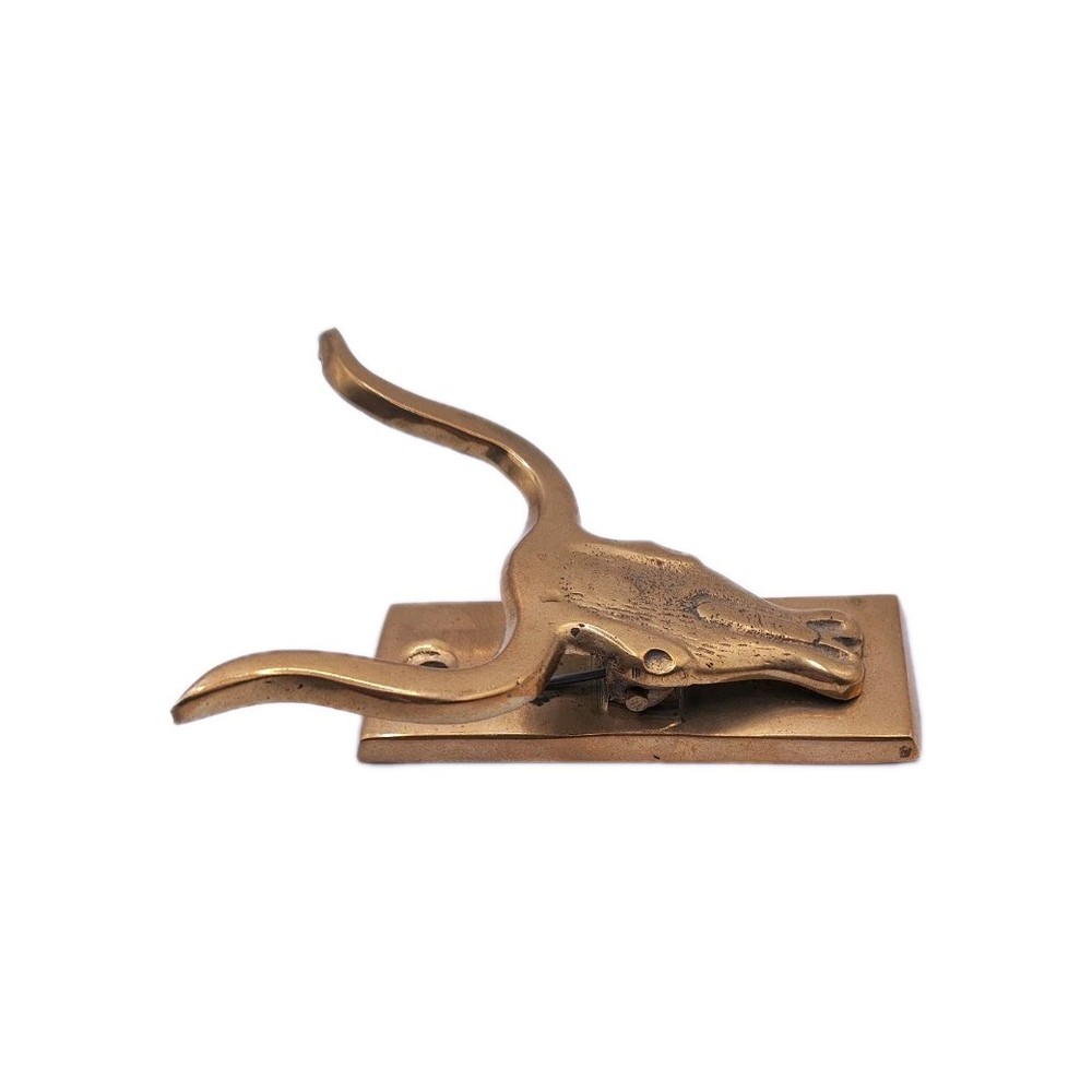 Vintage Long Horn Steer Solid Brass Letter Note Holder Clip