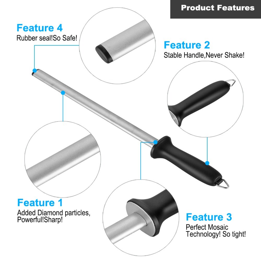 12 Inch Diamond Knife Sharpening Rod Household Sharpener Chef Sharpening Tool