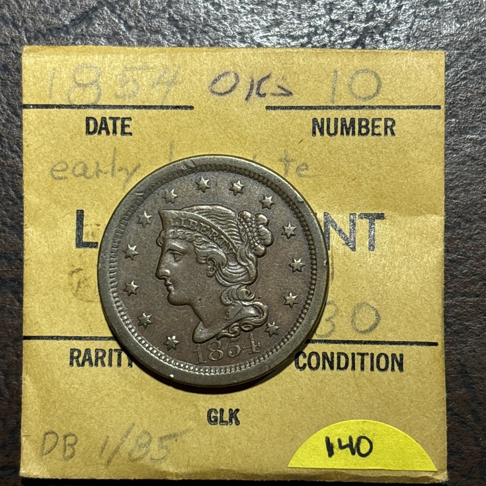 1854 Braided hair Large Cent