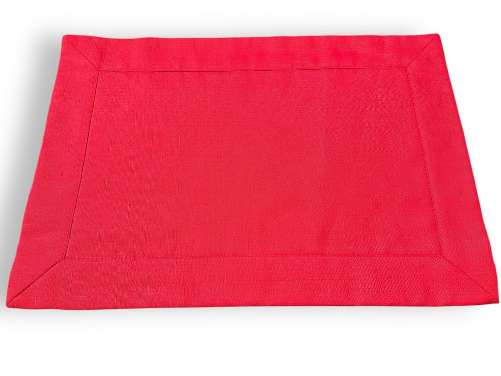 10 Classic Red Hemstitch Rectangular Placements for Christmas Holidays All Year