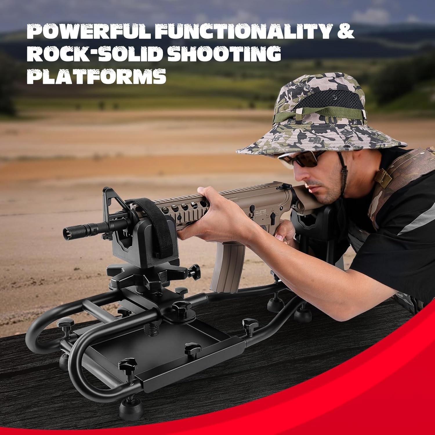 Heavy Duty Adjustable Rifle Shooting Rest with Rigid Steel Frame Non-Slip Base