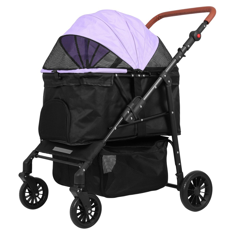 Pet Stroller Adjustable Handle Smooth-Ride Dog Stroller for Small & Medium Dogs