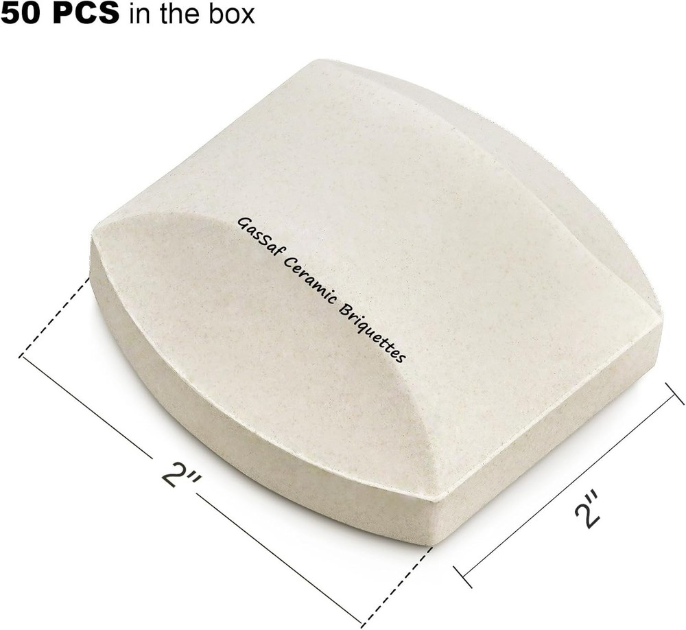 High-Quality Ceramic Briquettes for Grills, 50-Pack