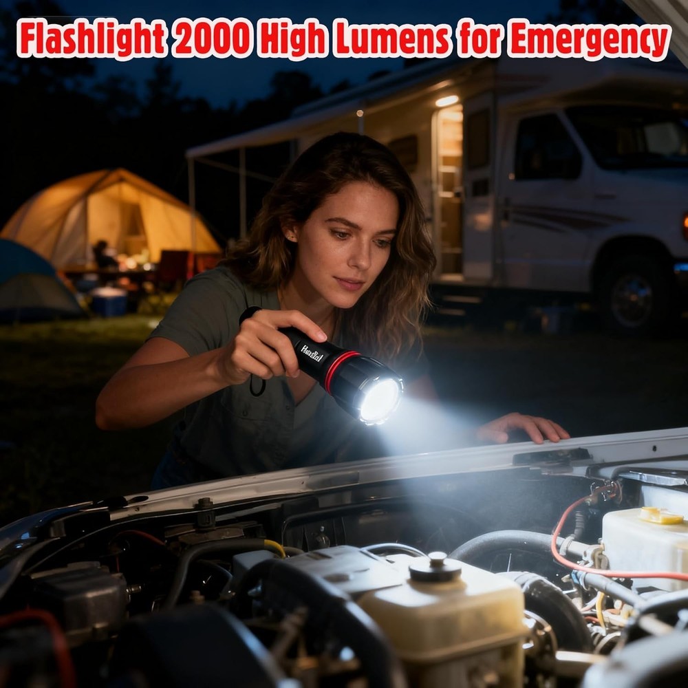 2 LED Flashlights Tactical Super Bright Zoomable Waterproof 5 Modes Torch Work