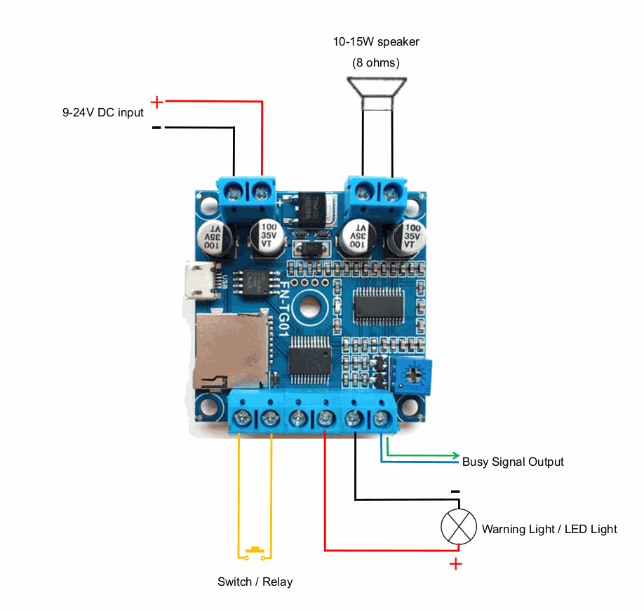 FN-TG01-TB ] Motion Sensor or Switch Activated MP3 Sound Module With Load Output