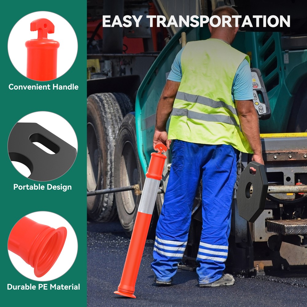 TAUS 45 inch Delineator Post with Base, 4 Pack Traffic Delineator Posts