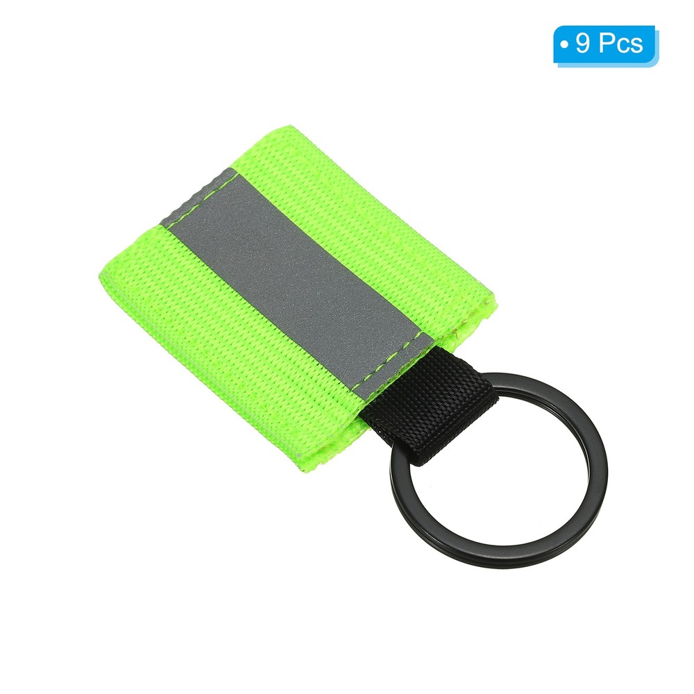 9 Pcs Reflective Keychain Tags, Reflective Zipper Pulls, Green