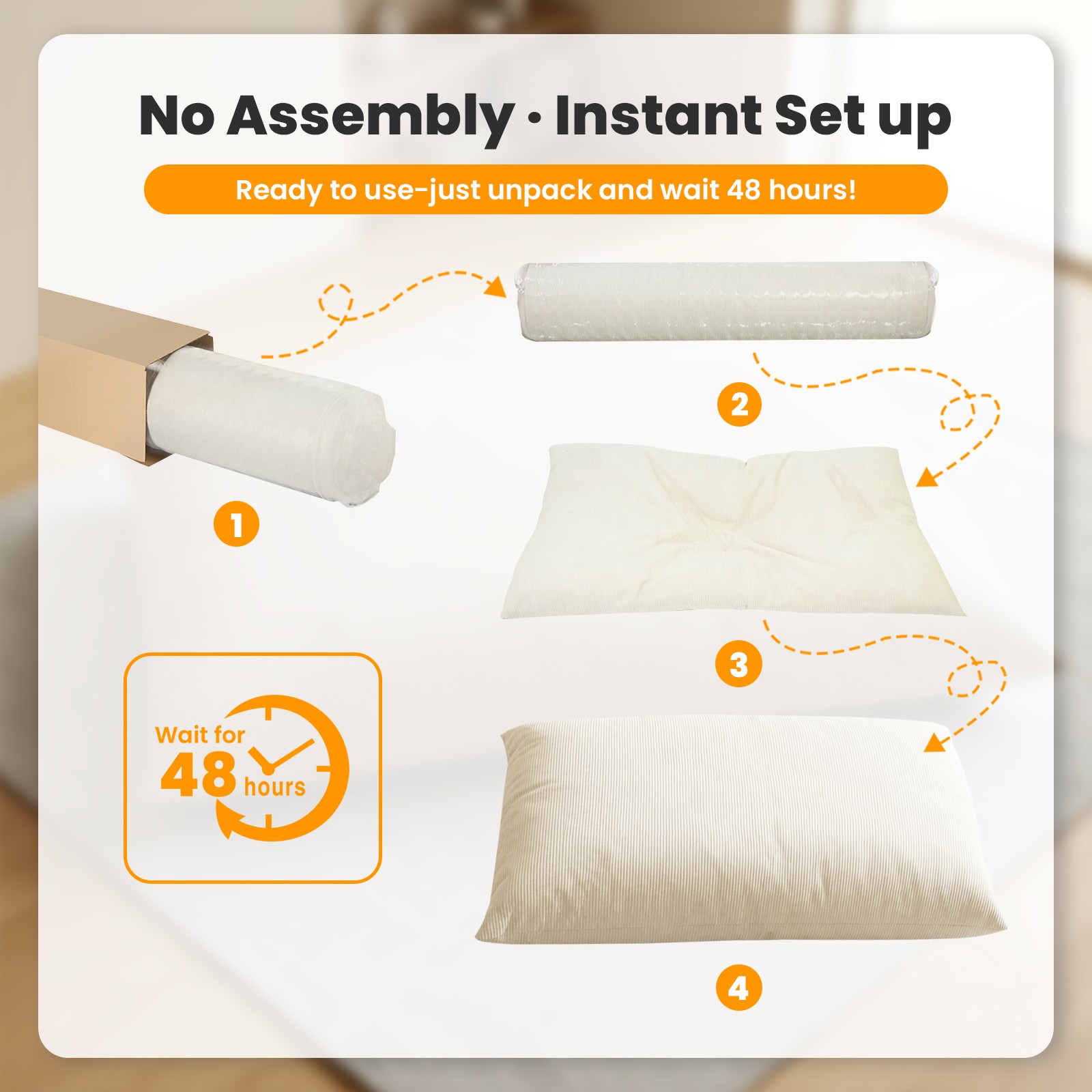 30x50 in Sponge Compression Sofa Chair Convertible Bean Bag w/ Cushion Washable