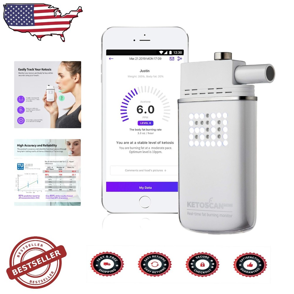 V2 Mini Ketone Meter Breath Analyzer - Non-Invasive Fat Burn Tracker