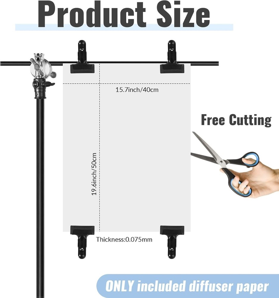 Barydat 12 Pcs Diffusion Film Filter Sheet 16x20'' Lighting Diffuser White