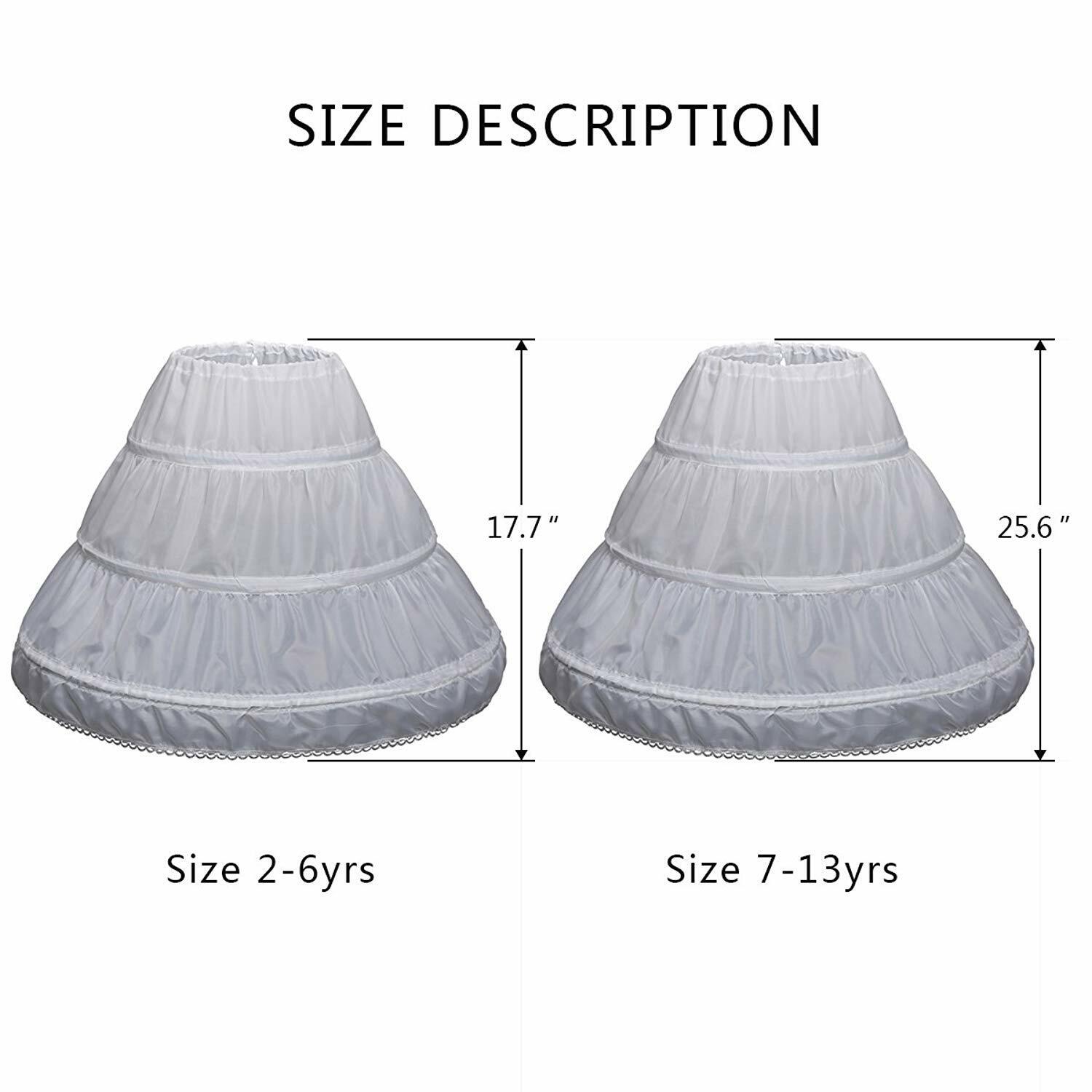 3 Hoop Crinoline Girls Wedding Petticoat Children Princess Dress Underskirt US