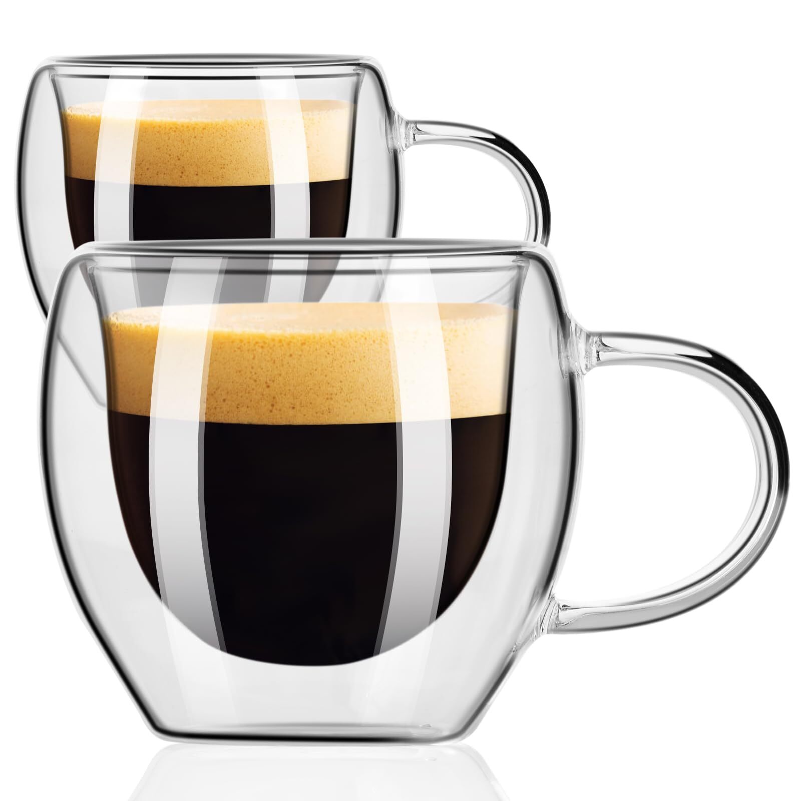 Double Walled Espresso Shot Glass with Handle Set of 2 Espresso Cups