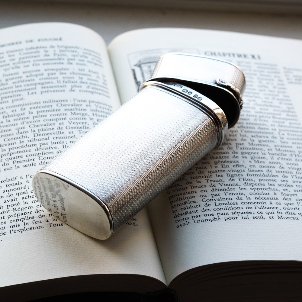 Antique Georgian Solid Silver Cigar/Cheroot Case Engine Turned - Edward Edwards