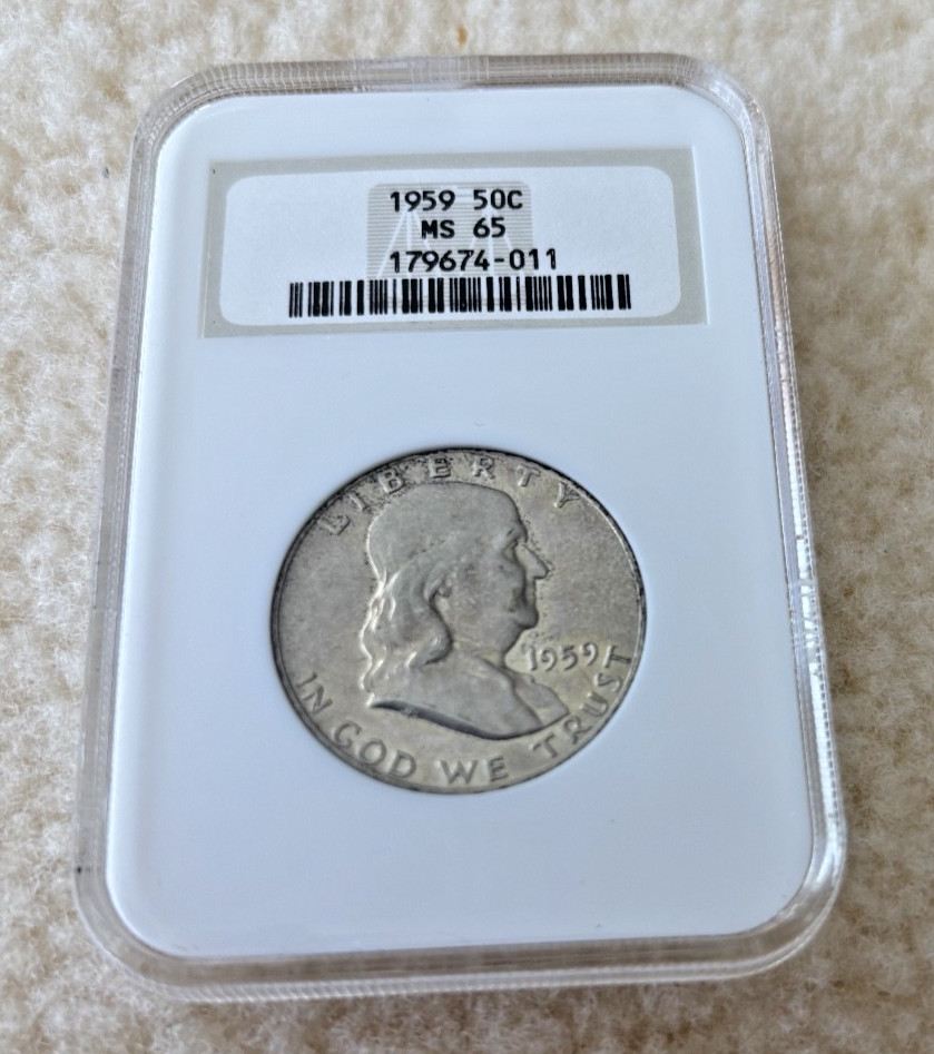 1959 FRANKLIN HALF DOLLAR NGC MS65 - UNCIRCULATED - 50C