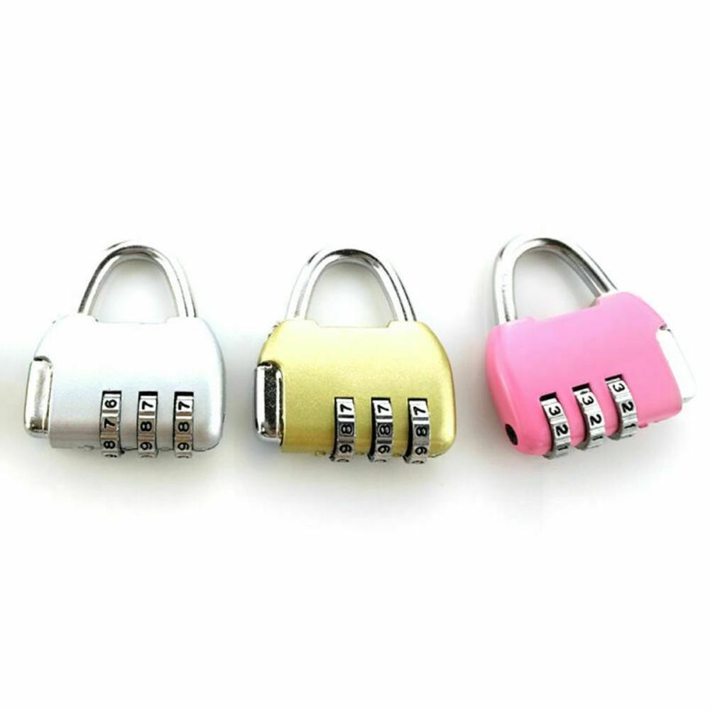 Travel Luggage Padlock Mini 3 Digit Combination Suitcase Security Cable Lock E